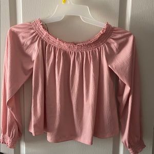 Blush pink off the shoulders blouse